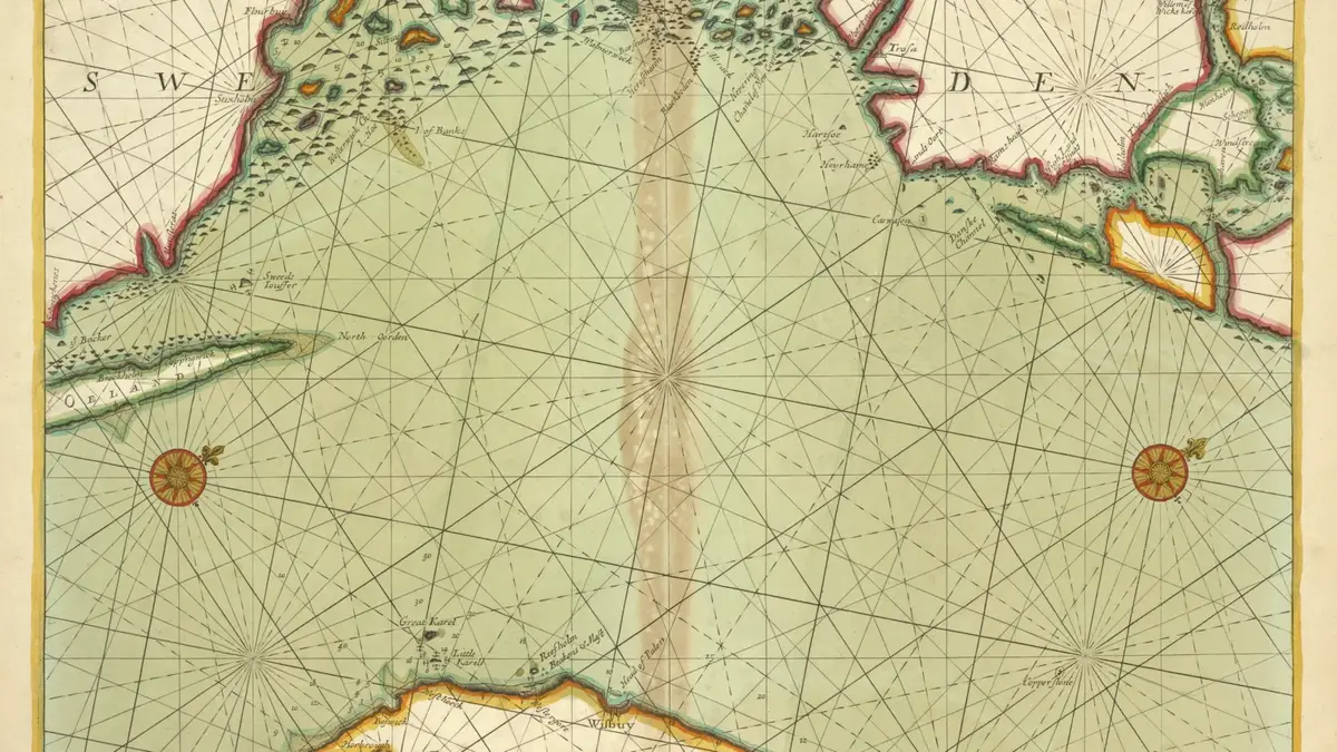Historiskt sjökort över Sveriges ostkust från Öland till Stockholm
